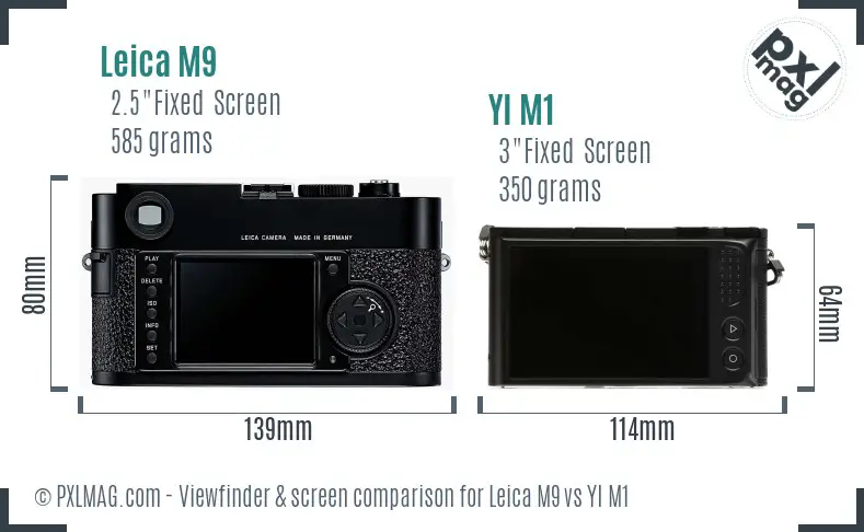 Leica M9 vs YI M1 Screen and Viewfinder comparison