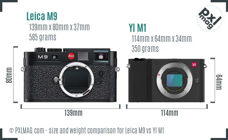 Leica M9 vs YI M1 size comparison