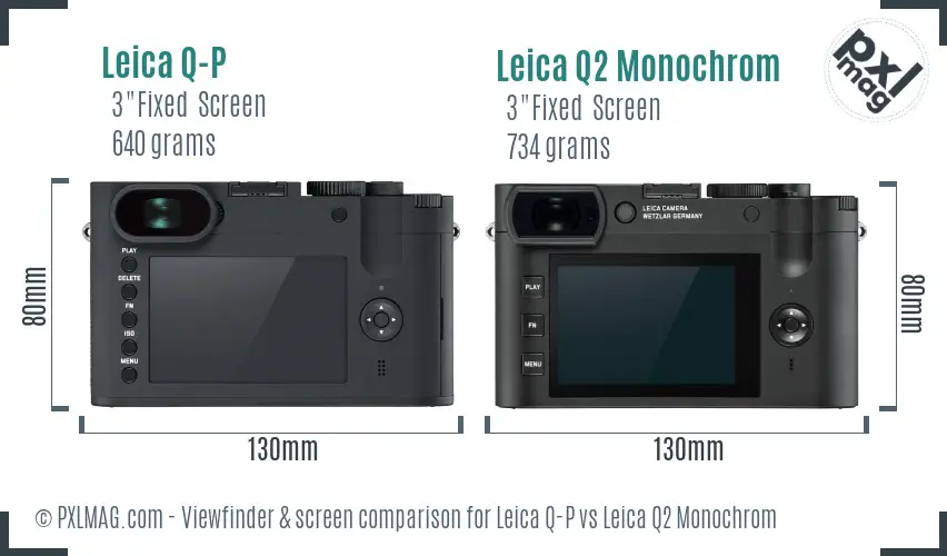 Leica Q-P vs Leica Q2 Monochrom Screen and Viewfinder comparison