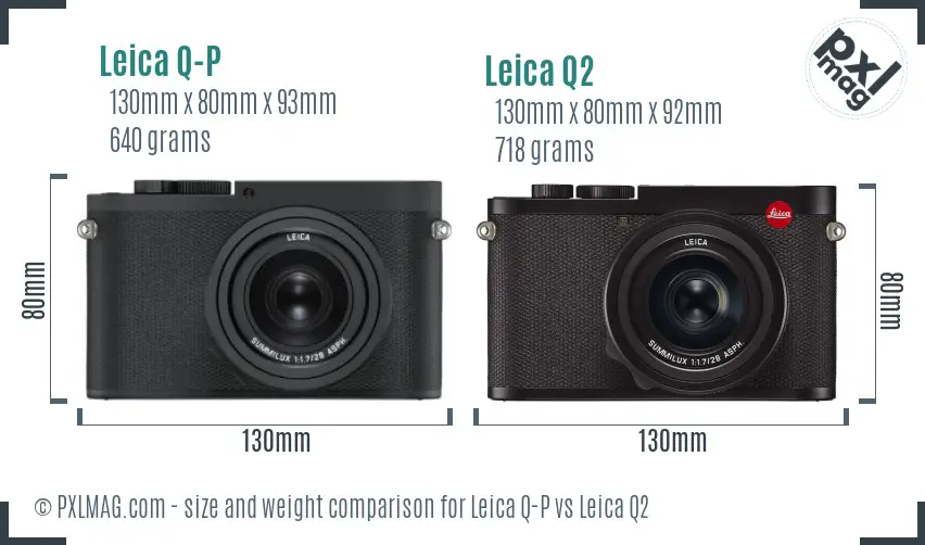 Leica Q-P vs Leica Q2 size comparison