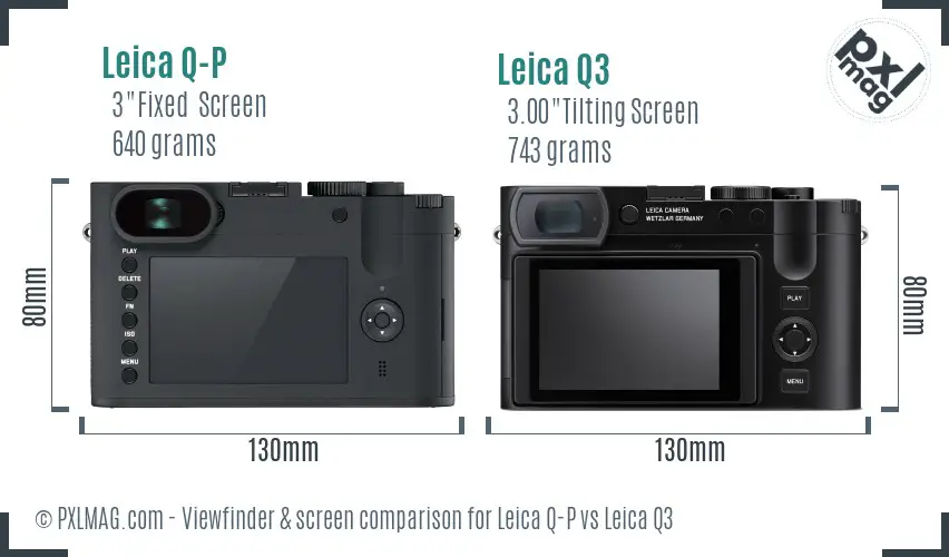 Leica Q-P vs Leica Q3 Screen and Viewfinder comparison
