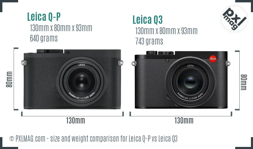 Leica Q-P vs Leica Q3 size comparison
