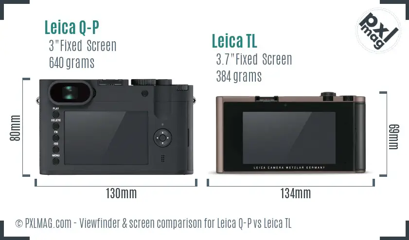 Leica Q-P vs Leica TL Screen and Viewfinder comparison