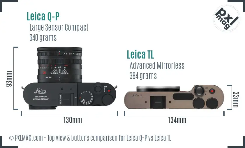 Leica Q-P vs Leica TL top view buttons comparison