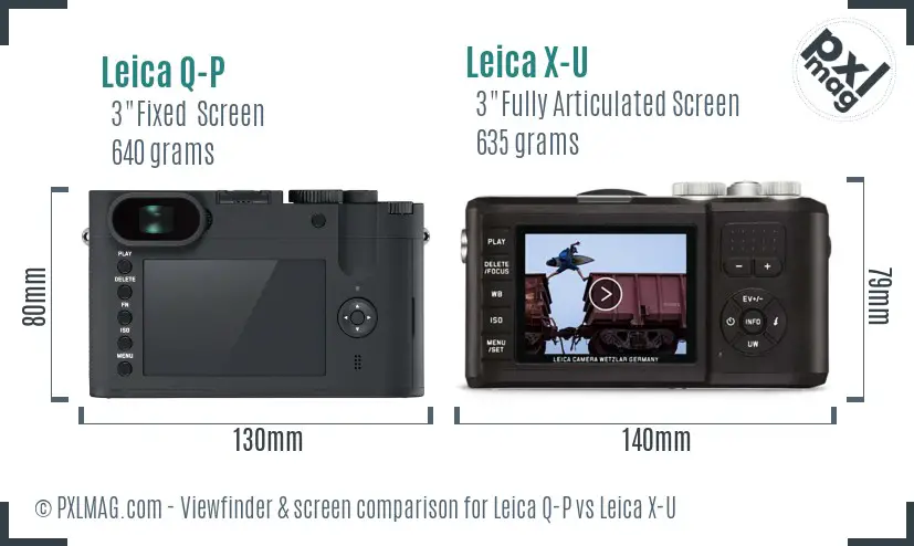 Leica Q-P vs Leica X-U Screen and Viewfinder comparison