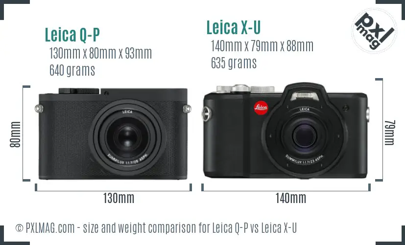 Leica Q-P vs Leica X-U size comparison