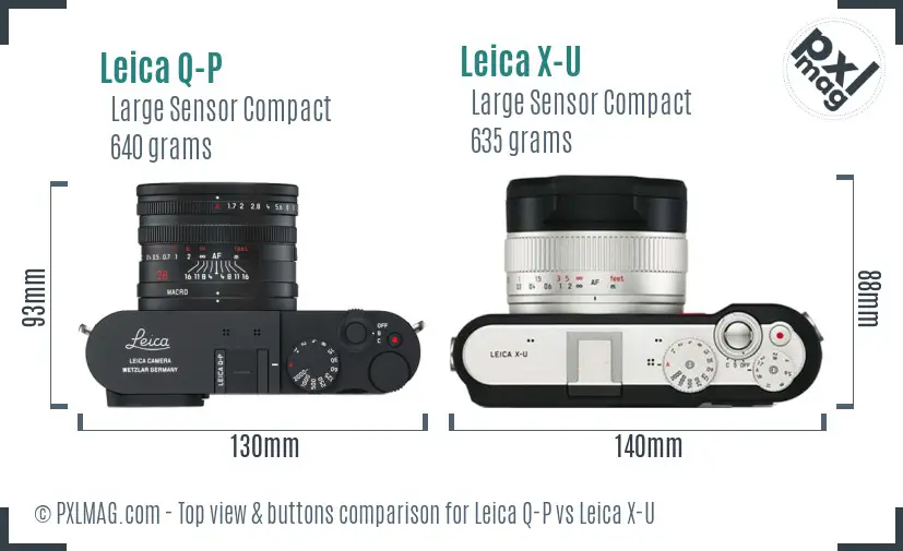 Leica Q-P vs Leica X-U top view buttons comparison