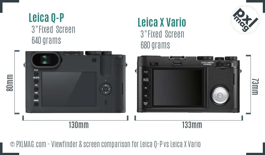 Leica Q-P vs Leica X Vario Screen and Viewfinder comparison