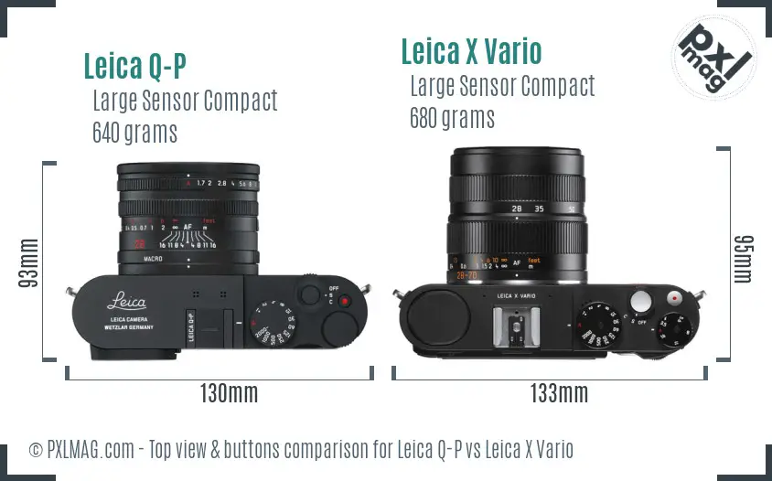 Leica Q-P vs Leica X Vario top view buttons comparison