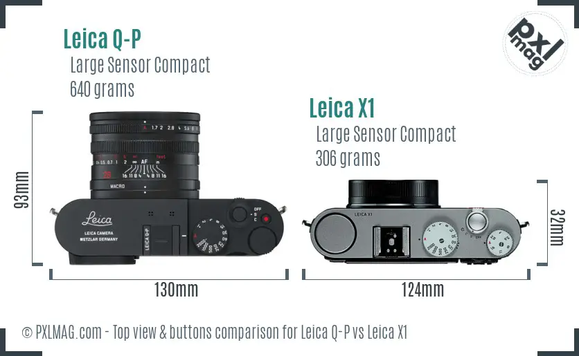 Leica Q-P vs Leica X1 top view buttons comparison