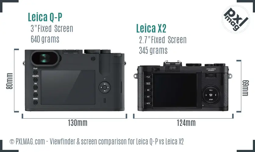 Leica Q-P vs Leica X2 Screen and Viewfinder comparison