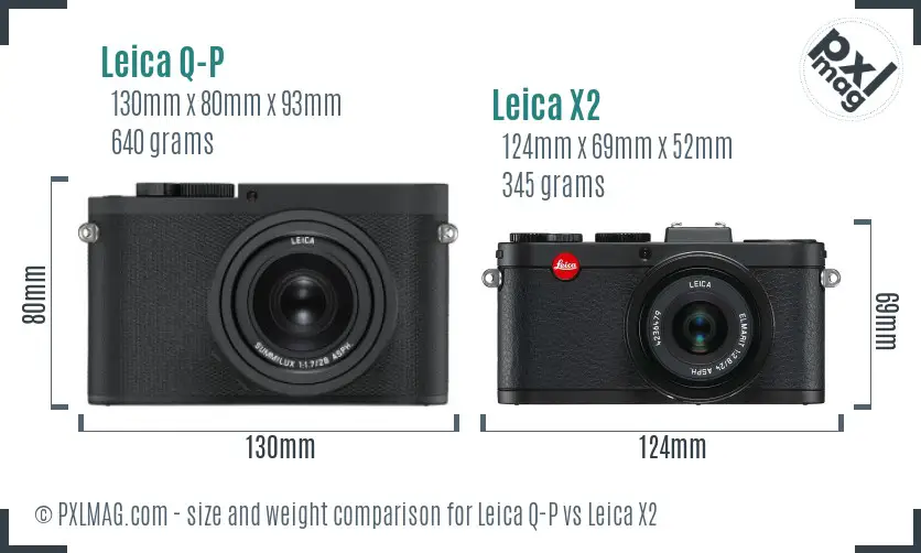 Leica Q-P vs Leica X2 size comparison