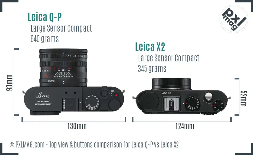 Leica Q-P vs Leica X2 top view buttons comparison