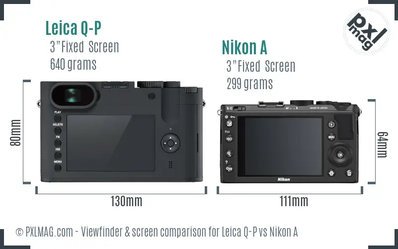Leica Q-P vs Nikon A Screen and Viewfinder comparison