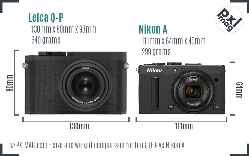 Leica Q-P vs Nikon A size comparison