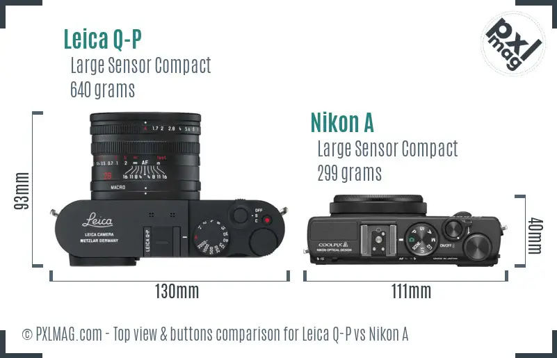 Leica Q-P vs Nikon A top view buttons comparison