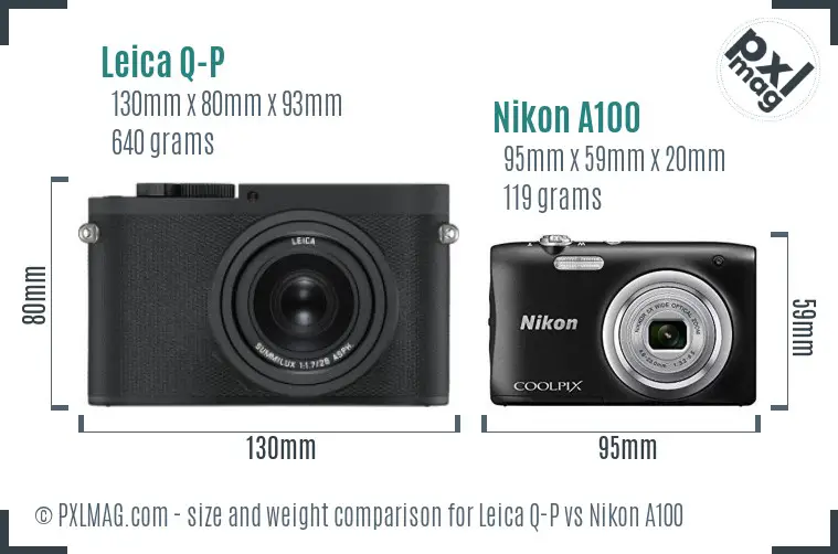 Leica Q-P vs Nikon A100 size comparison