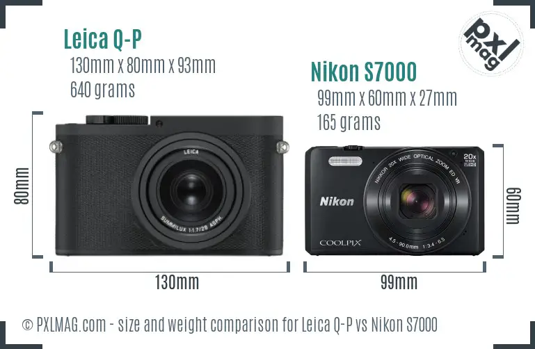 Leica Q-P vs Nikon S7000 size comparison