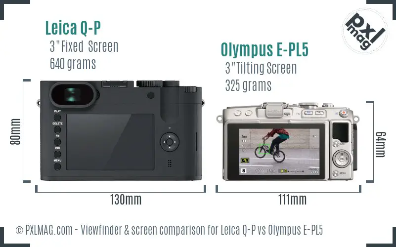 Leica Q-P vs Olympus E-PL5 Screen and Viewfinder comparison