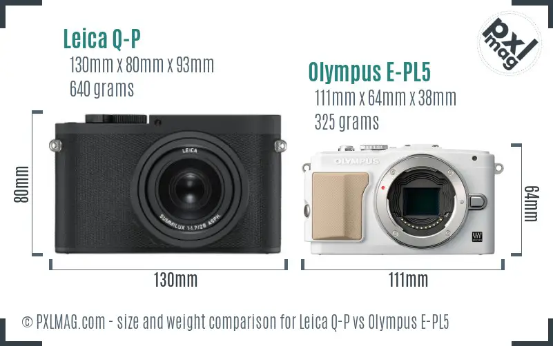 Leica Q-P vs Olympus E-PL5 size comparison