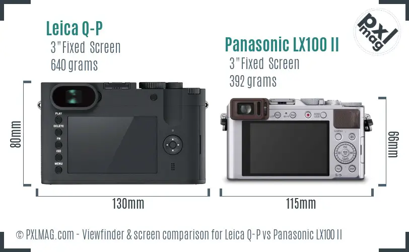 Leica Q-P vs Panasonic LX100 II Screen and Viewfinder comparison
