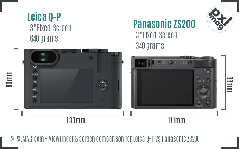 Leica Q-P vs Panasonic ZS200 Screen and Viewfinder comparison