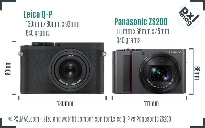 Leica Q-P vs Panasonic ZS200 size comparison