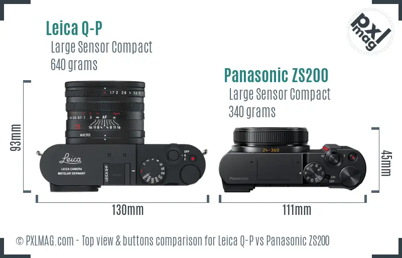 Leica Q-P vs Panasonic ZS200 top view buttons comparison