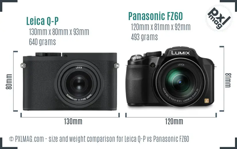 Leica Q-P vs Panasonic FZ60 size comparison