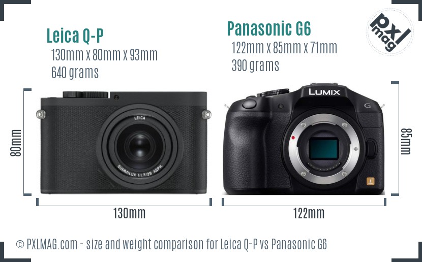 Leica Q-P vs Panasonic G6 size comparison