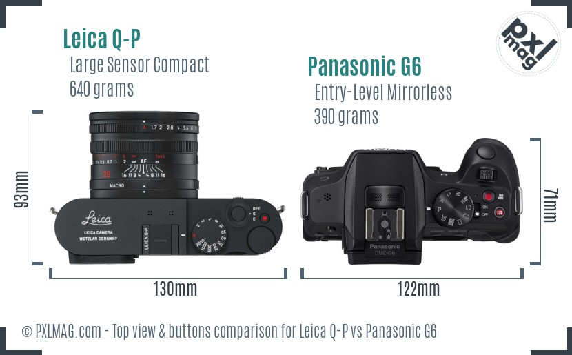 Leica Q-P vs Panasonic G6 top view buttons comparison