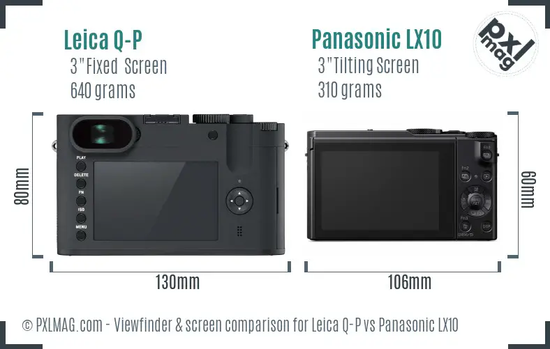 Leica Q-P vs Panasonic LX10 Screen and Viewfinder comparison