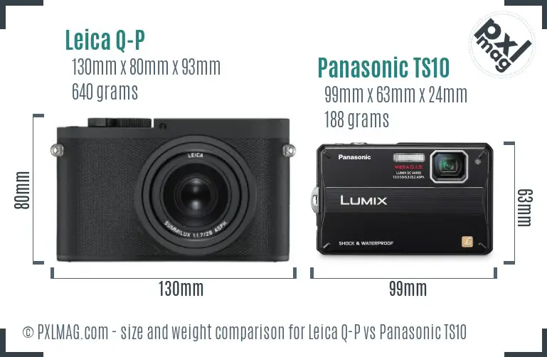 Leica Q-P vs Panasonic TS10 size comparison