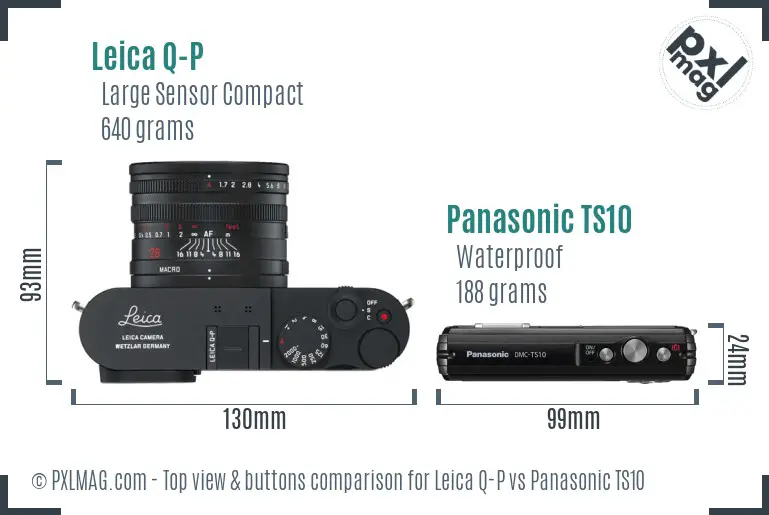 Leica Q-P vs Panasonic TS10 top view buttons comparison