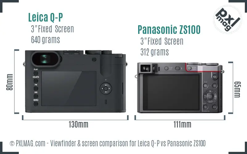 Leica Q-P vs Panasonic ZS100 Screen and Viewfinder comparison