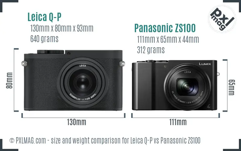 Leica Q-P vs Panasonic ZS100 size comparison