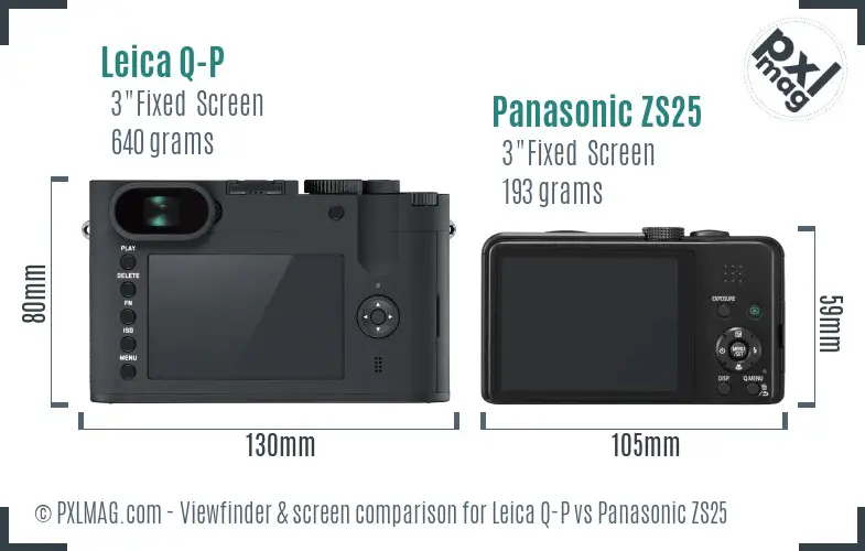 Leica Q-P vs Panasonic ZS25 Screen and Viewfinder comparison