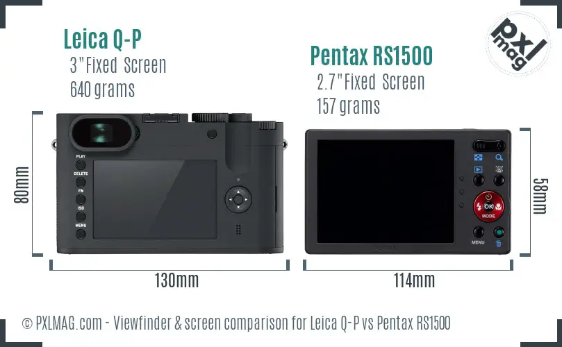 Leica Q-P vs Pentax RS1500 Screen and Viewfinder comparison