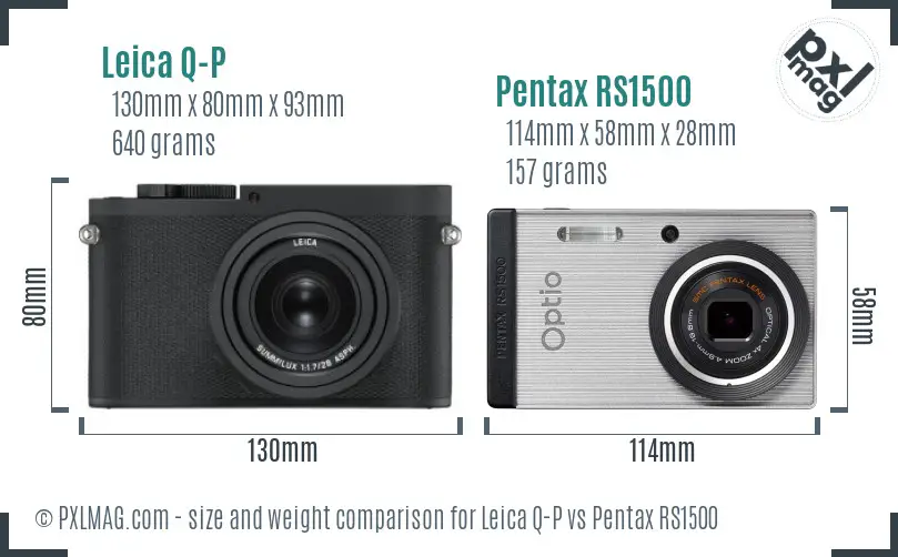 Leica Q-P vs Pentax RS1500 size comparison