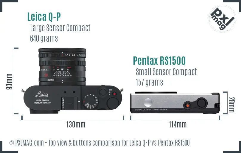 Leica Q-P vs Pentax RS1500 top view buttons comparison