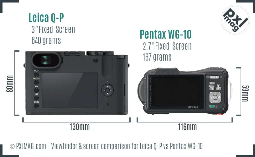 Leica Q-P vs Pentax WG-10 Screen and Viewfinder comparison
