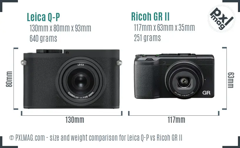 Leica Q-P vs Ricoh GR II size comparison