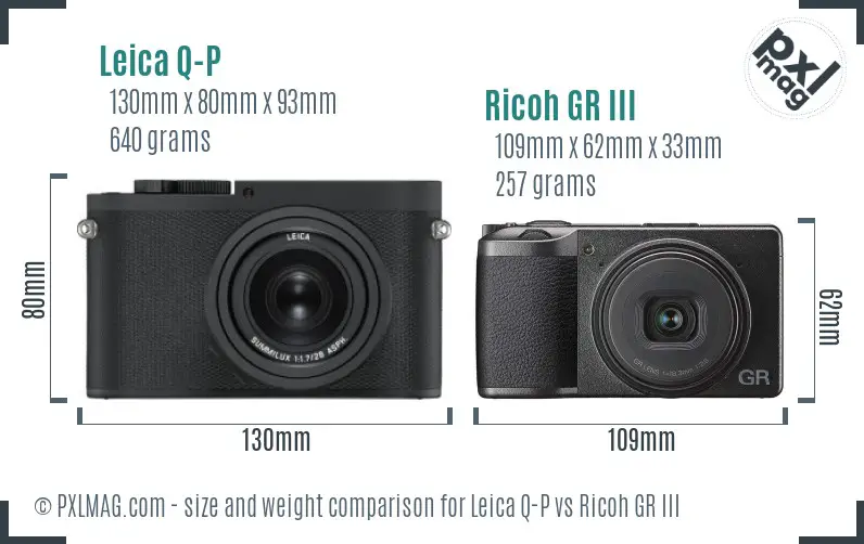 Leica Q-P vs Ricoh GR III size comparison