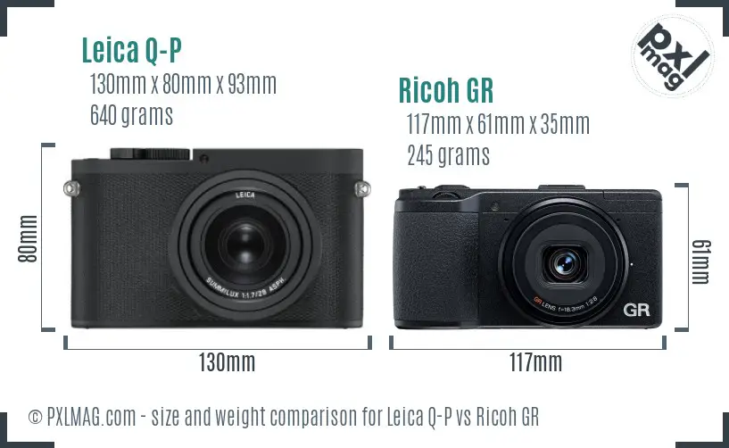 Leica Q-P vs Ricoh GR size comparison