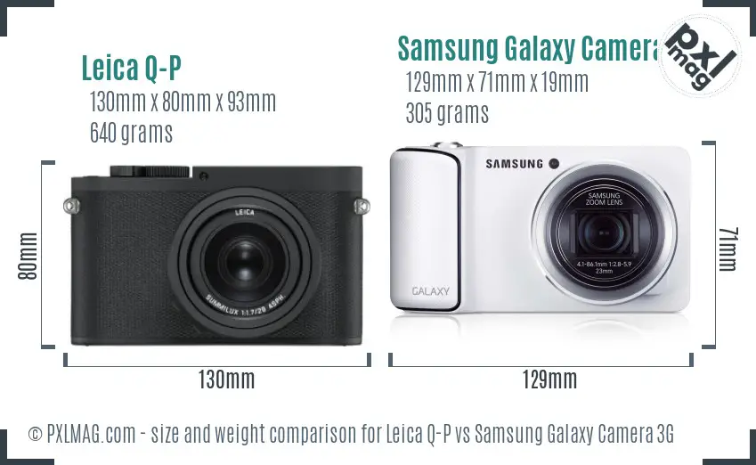 Leica Q-P vs Samsung Galaxy Camera 3G size comparison