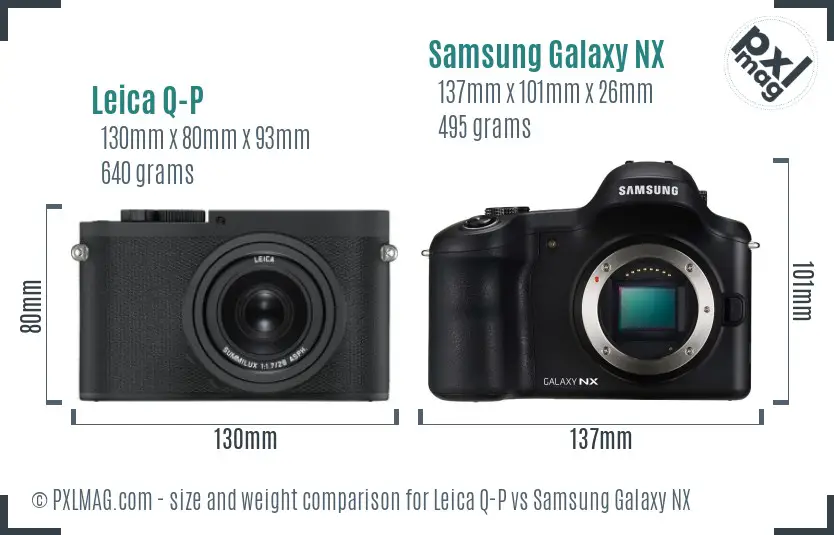 Leica Q-P vs Samsung Galaxy NX size comparison