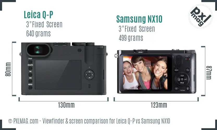 Leica Q-P vs Samsung NX10 Screen and Viewfinder comparison