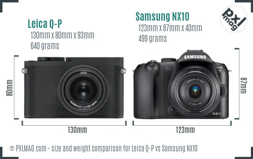 Leica Q-P vs Samsung NX10 size comparison
