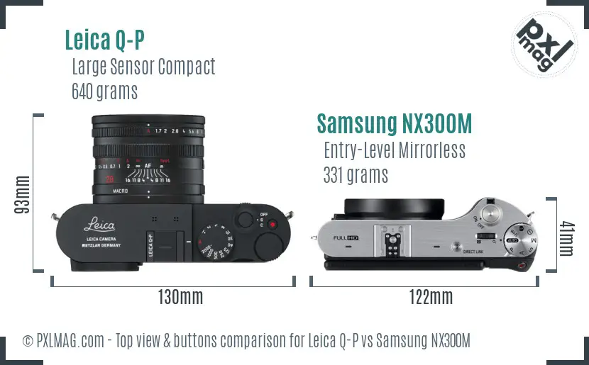 Leica Q-P vs Samsung NX300M top view buttons comparison