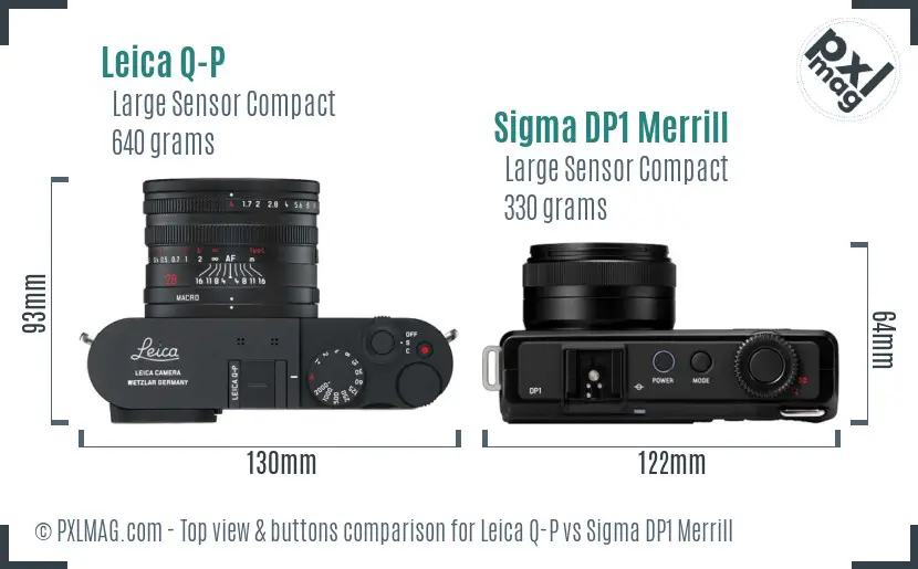 Leica Q-P vs Sigma DP1 Merrill top view buttons comparison